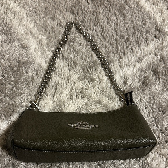 Coach Dark Green Leather Chain Shoulder Bag - Picture 4 of 11